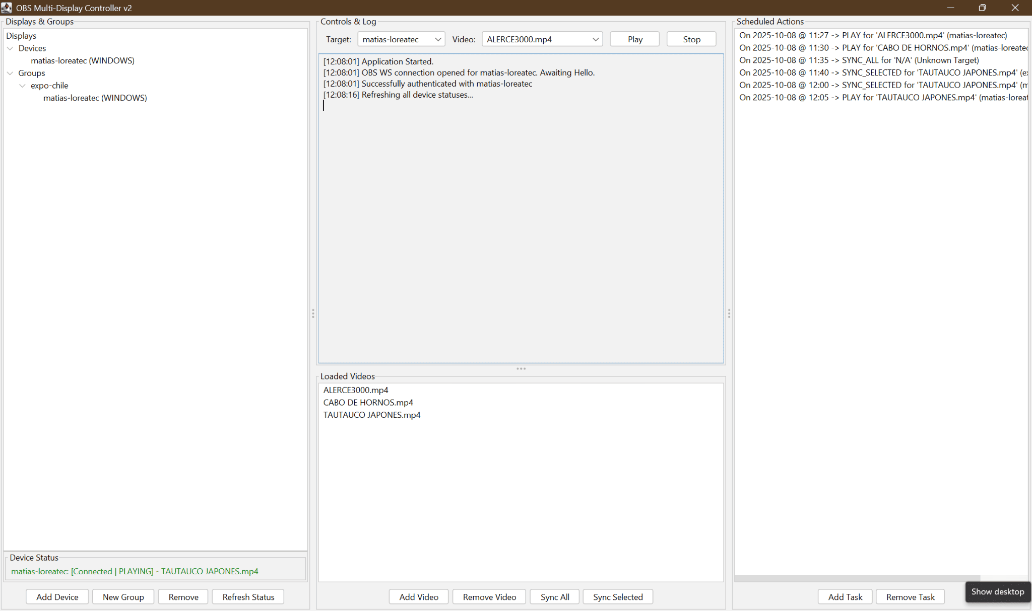 OBS SSH Multi-Display Controller